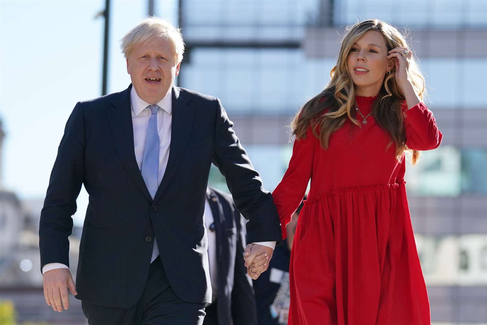 Boris Johnson and his wife Carrie were both fined for breaking Covid rules during a birthday celebration for the PM (Jacob King/PA)