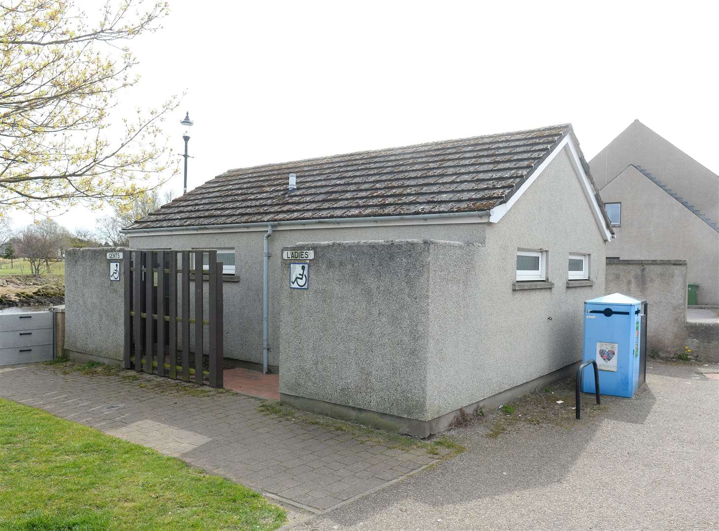The toilet block at Nairn harbour.