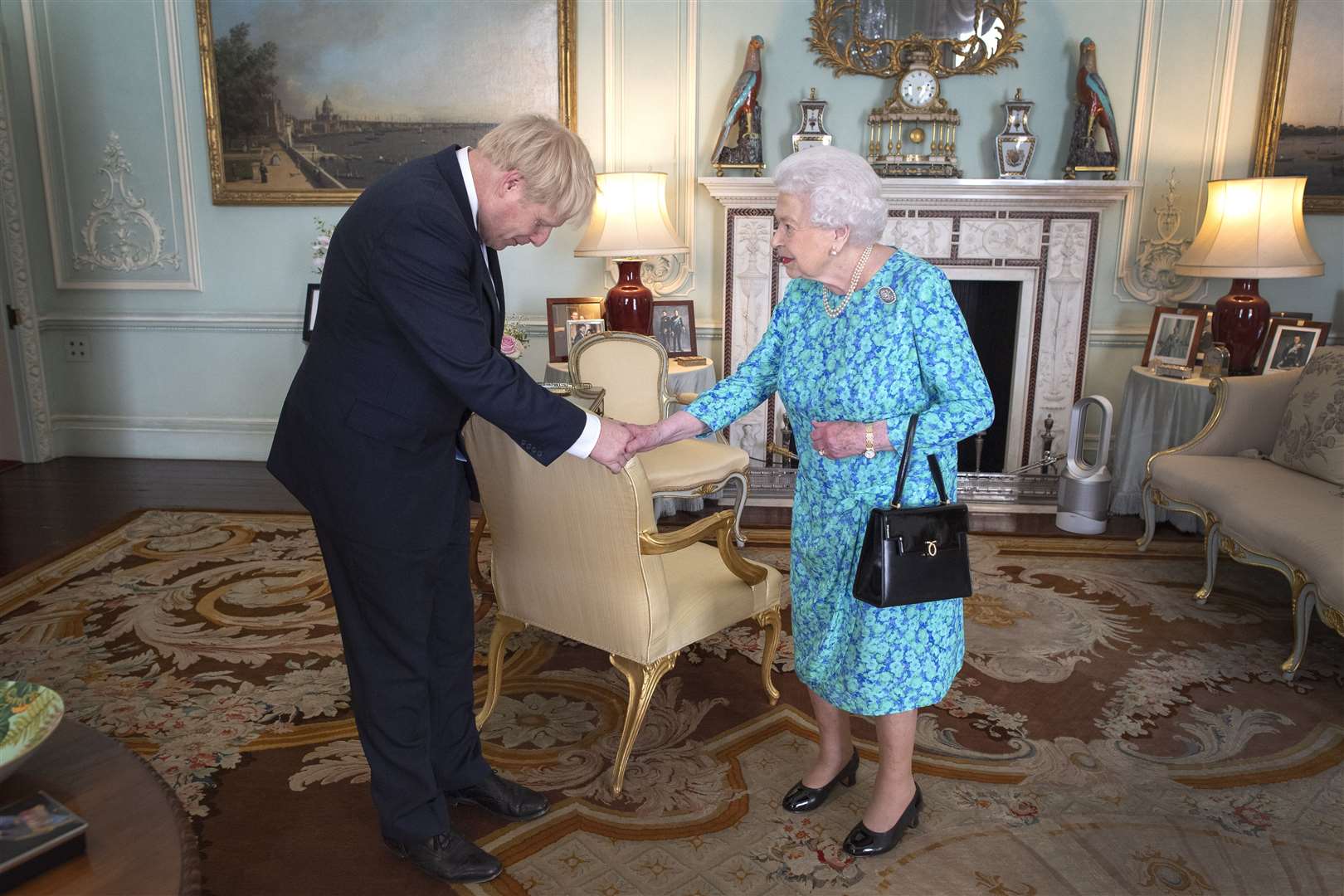 The Queen welcomes Boris Johnson during an audience in Buckingham Palace (Victoria Jones/PA)
