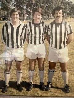 Dennis, Donnie McDonald and Johnnie Mapplebeck in Trident Valley colours - the same as Juventus as they had a big Italian following.