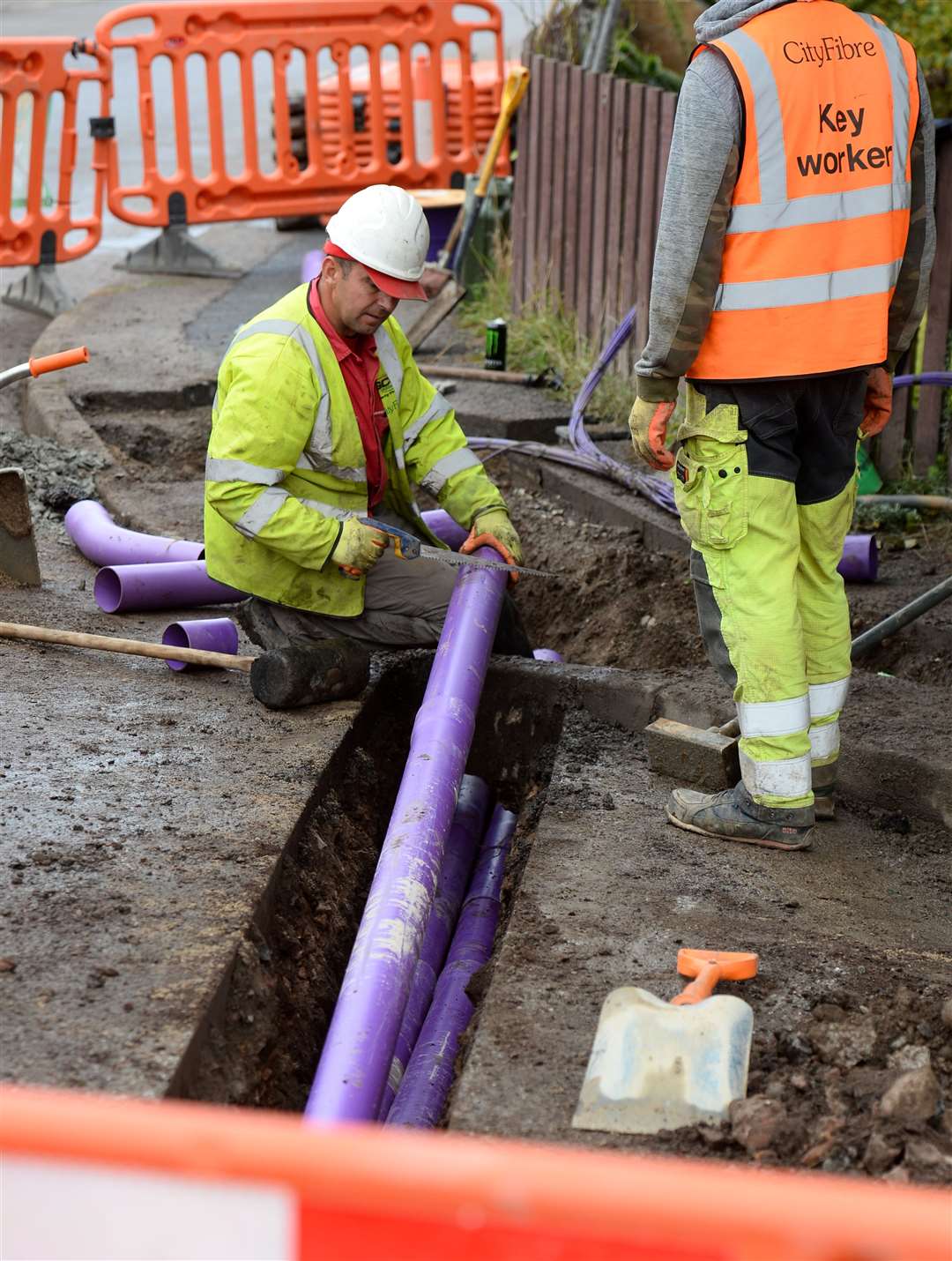 A CityFibre team at work in the Culcabock area of Inverness. Picture: Gary Anthony..