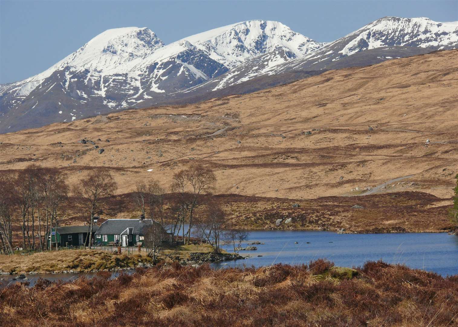 Loch Ossian is situated deep into the hills.