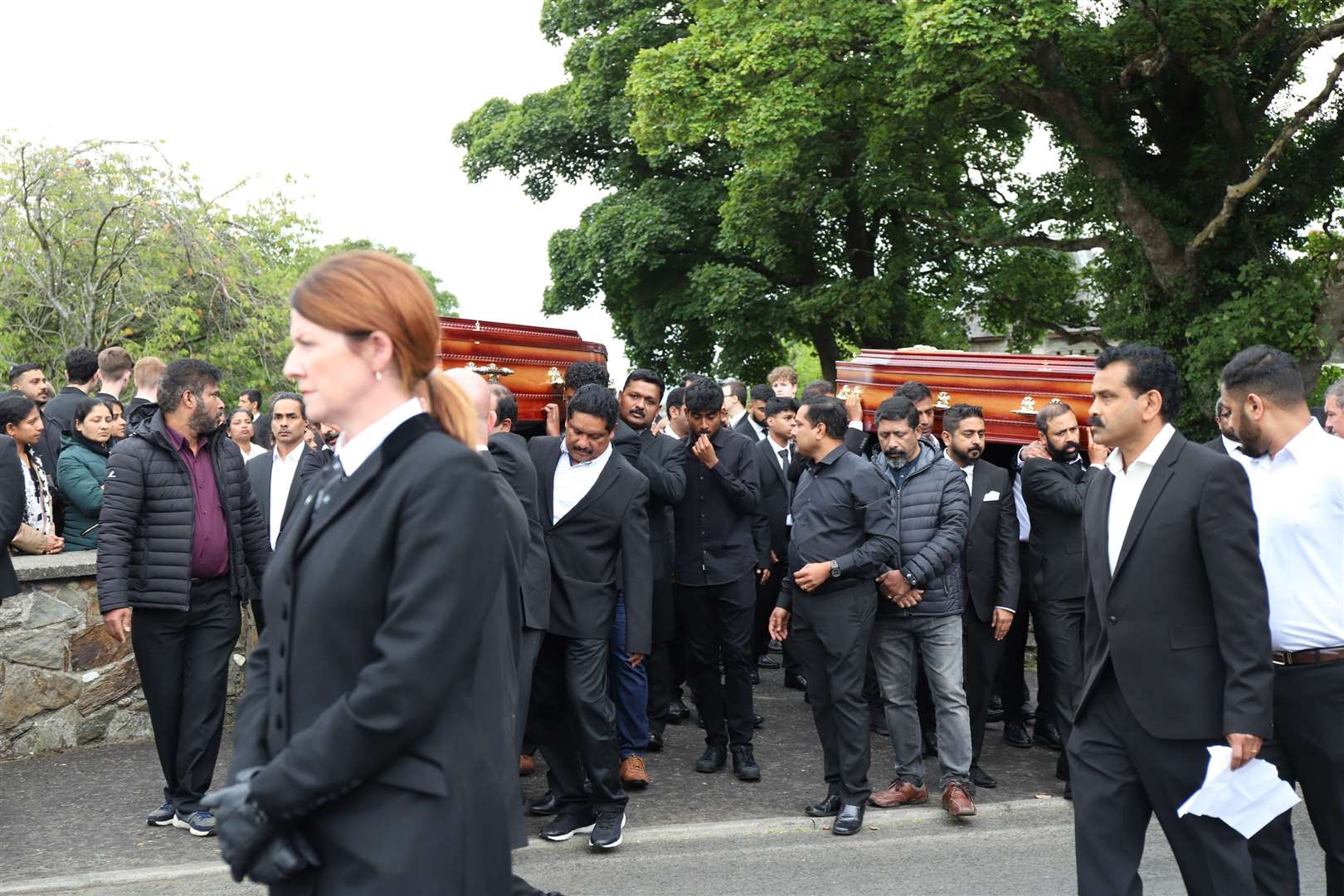 The congregation at their joint funeral service heard the deaths were ‘nothing short of unbearable’ (Joe Boland/PA)