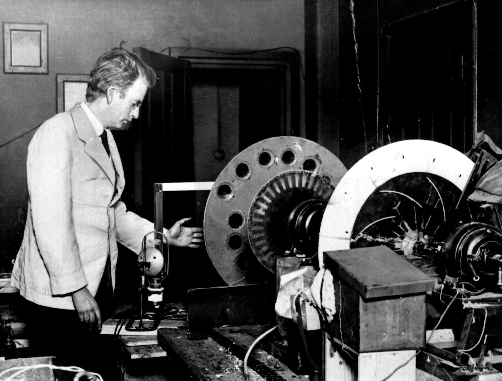 John Logie Baird shows the apparatus for the world’s first successful demonstrations of instantaneous, living, moving scenes by wire and wireless – the television – in 1926 (PA)