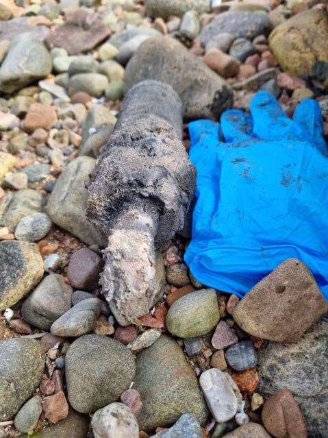 Mortar bomb found on the beach at Milton of Culloden.