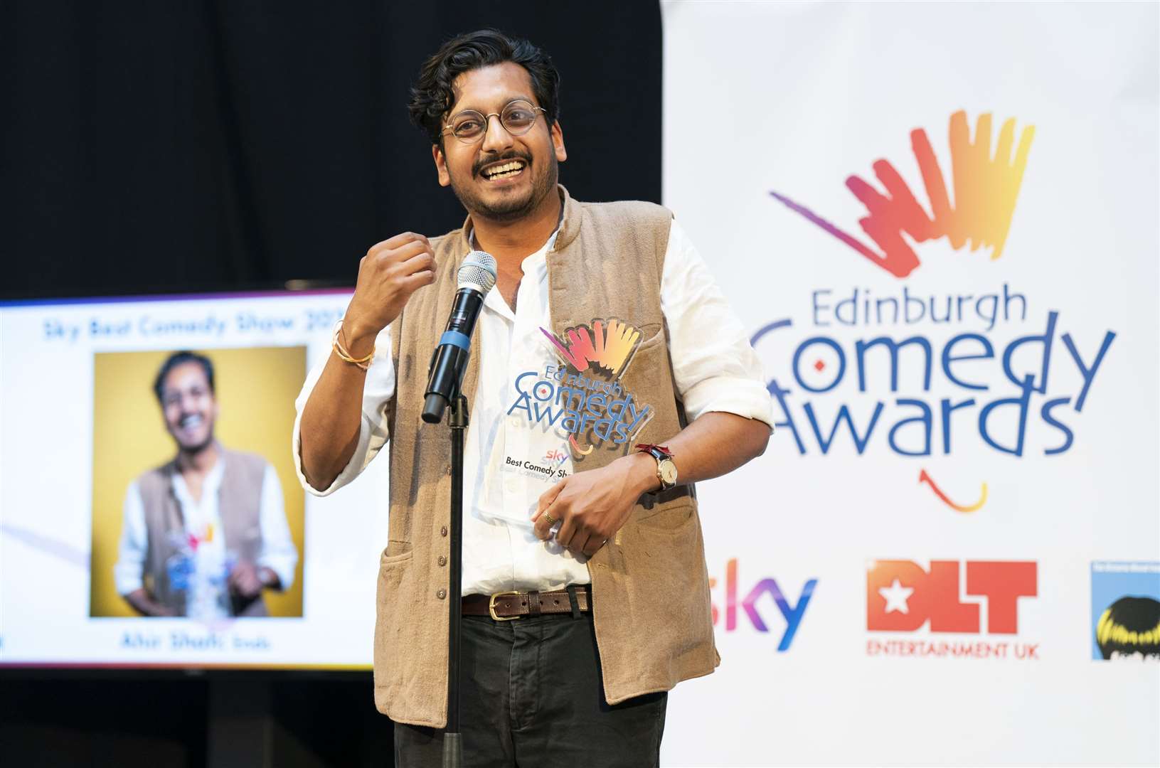 Ahir Shah winner of the Sky Best Comedy Show at the 2023 Edinburgh Comedy Awards (Jane Barlow/PA)