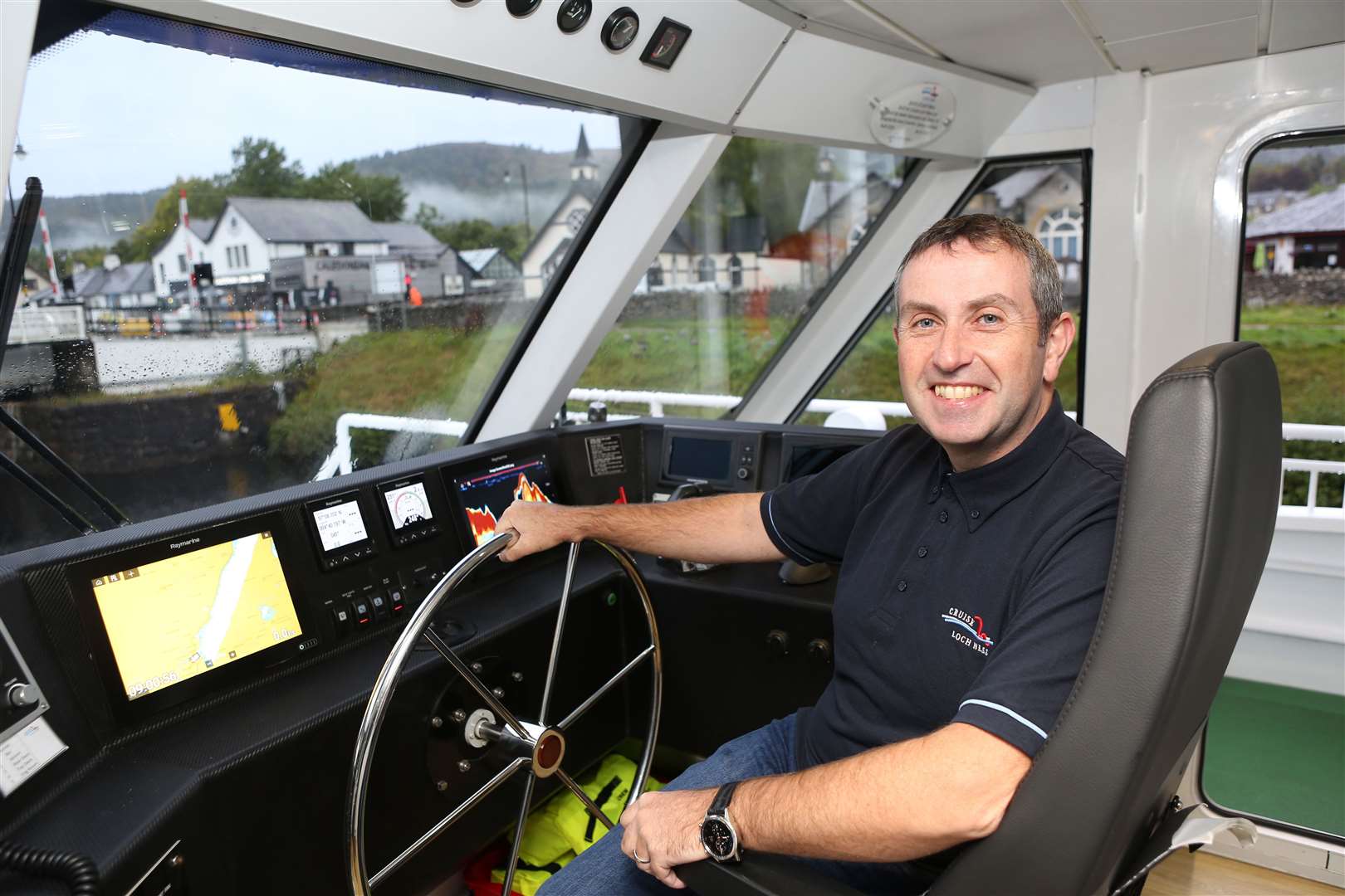 Loch Ness tour boat skipper Ronald Mackenzie...see Nessie sonar story...pic Peter Jolly