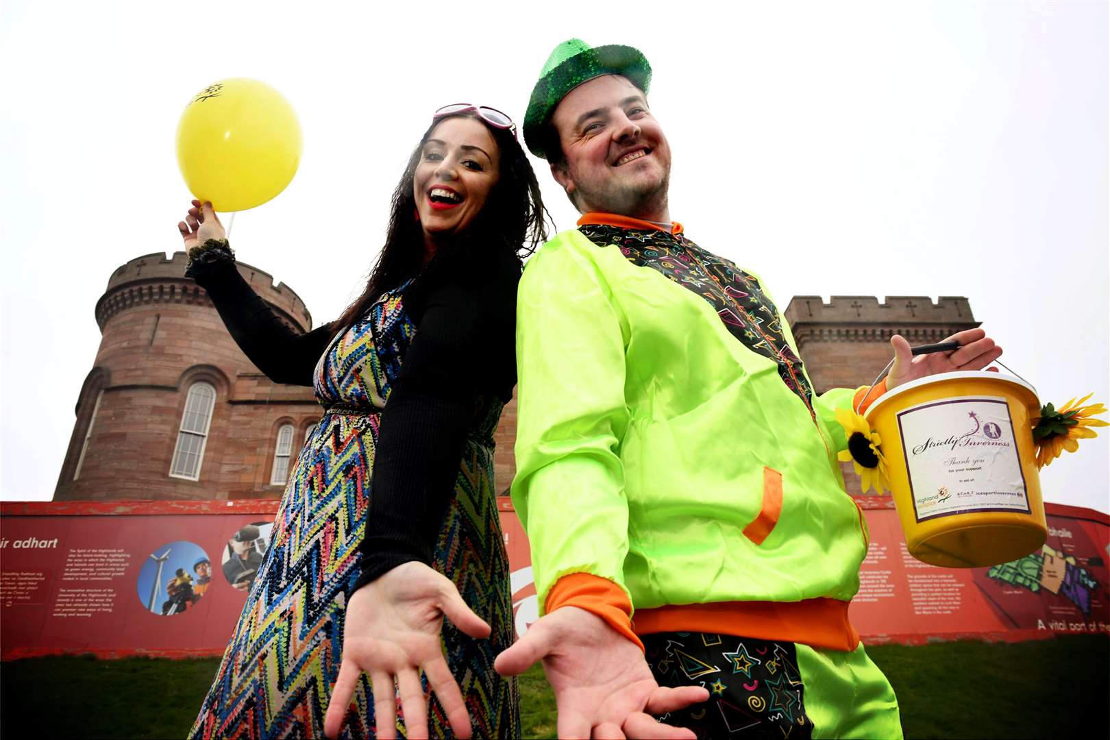 Carly Fraser and Scott Crichton promote their 80s fancy dress fundraiser at Inverness Castle: Picture: James Mackenzie