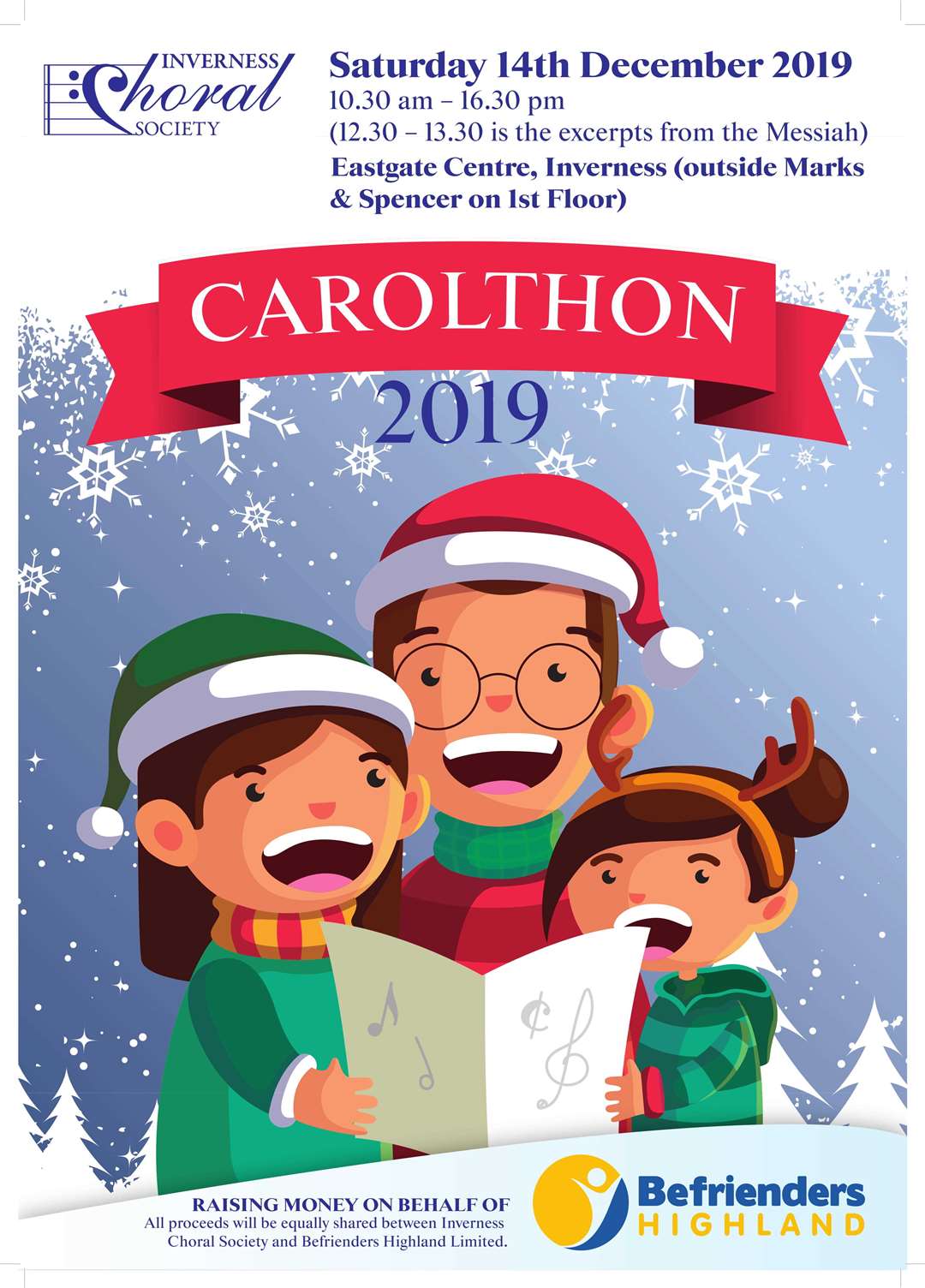 Inverness Choral Society's Carolthon returns to the Eastgate Centre for 2019.