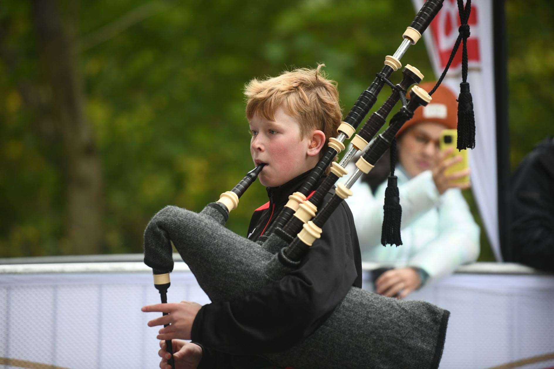 Callum Crawford was the piper at the finish line Picture: James Mackenzie