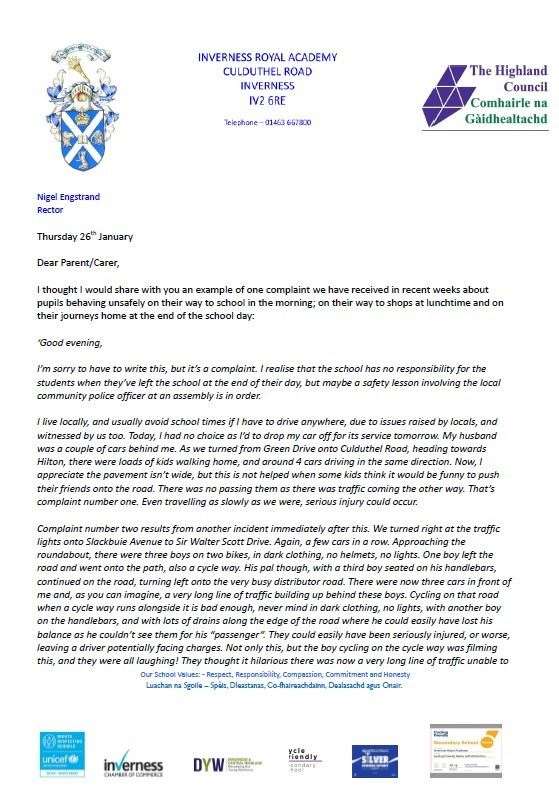 Letter from rector Nigel Engstrand.