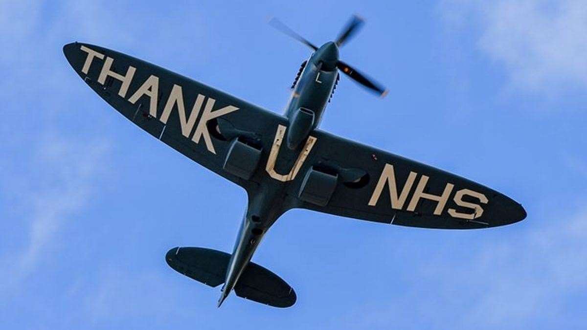 A Spitfire visiting the Highlands had a special message for frontline workers.
