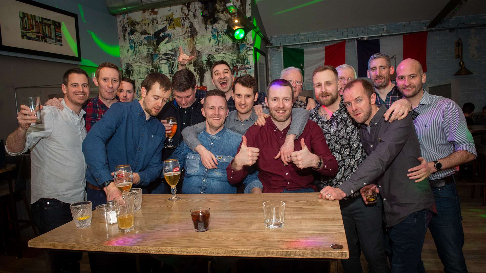 CitySeen 14MAR2020..Stag night for Mark Thomson (second right, seated)...Picture: Callum Mackay..
