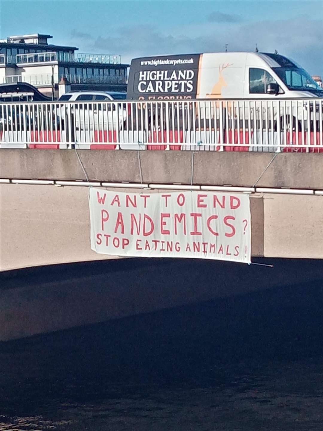 Controversial banner over the River Ness.