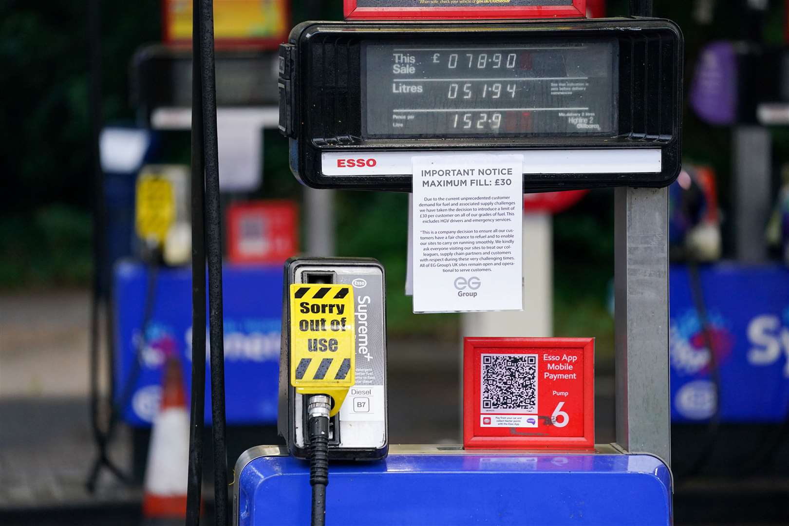 Fuel pumps out of use on Monday (Jacob King/PA)