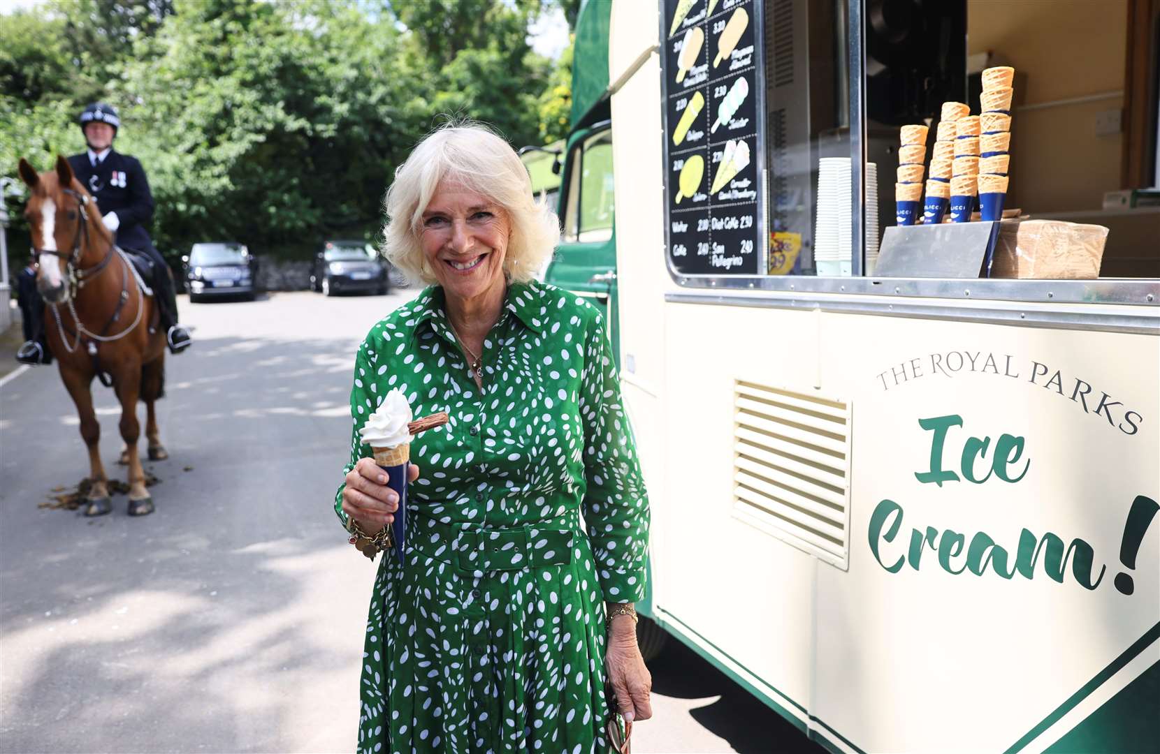 The Duchess of Cornwall with an ice cream during a visit to Hyde Park (Tom Nicholson/PA)
