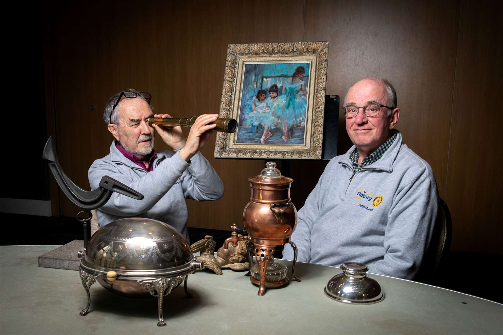 Thomas Prag (left) and Colin Munro of Inverness Rotary with some interesting items. Picture: Callum Mackay.