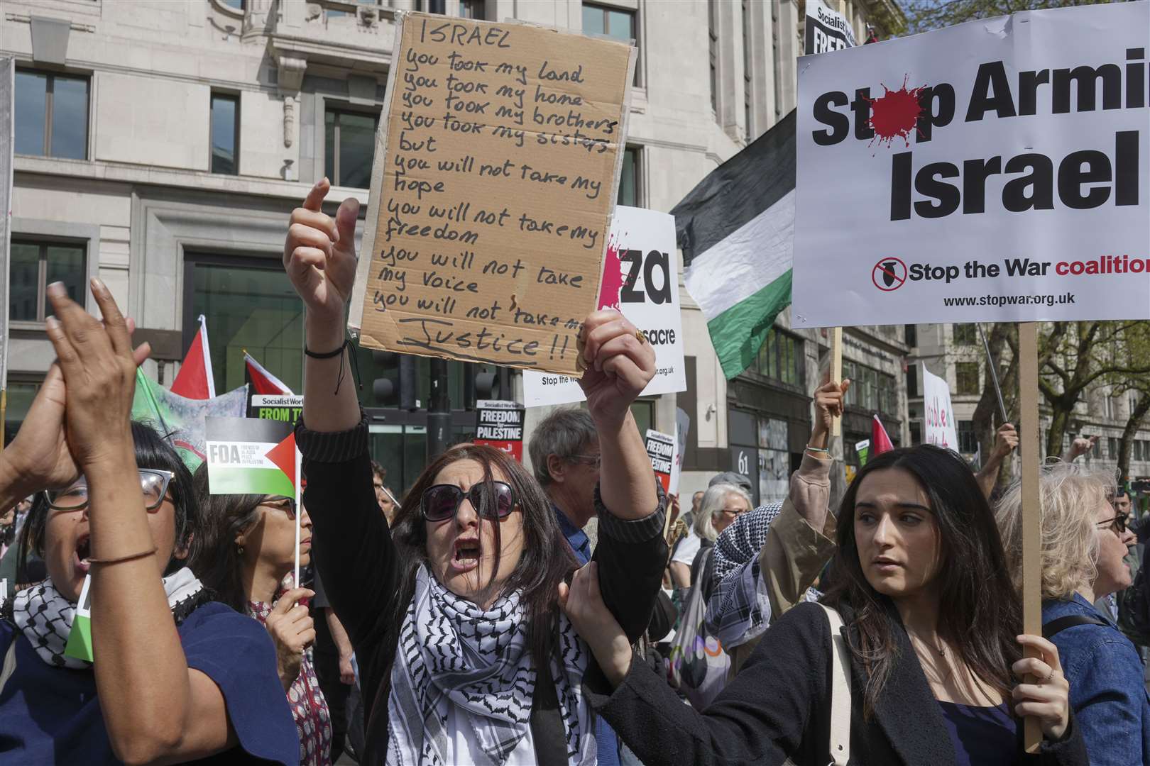 The Palestine Solidarity Campaign, which organised the Pro-Palestinian protest, said some 80,000 people attended the march (Jeff Moore/PA)