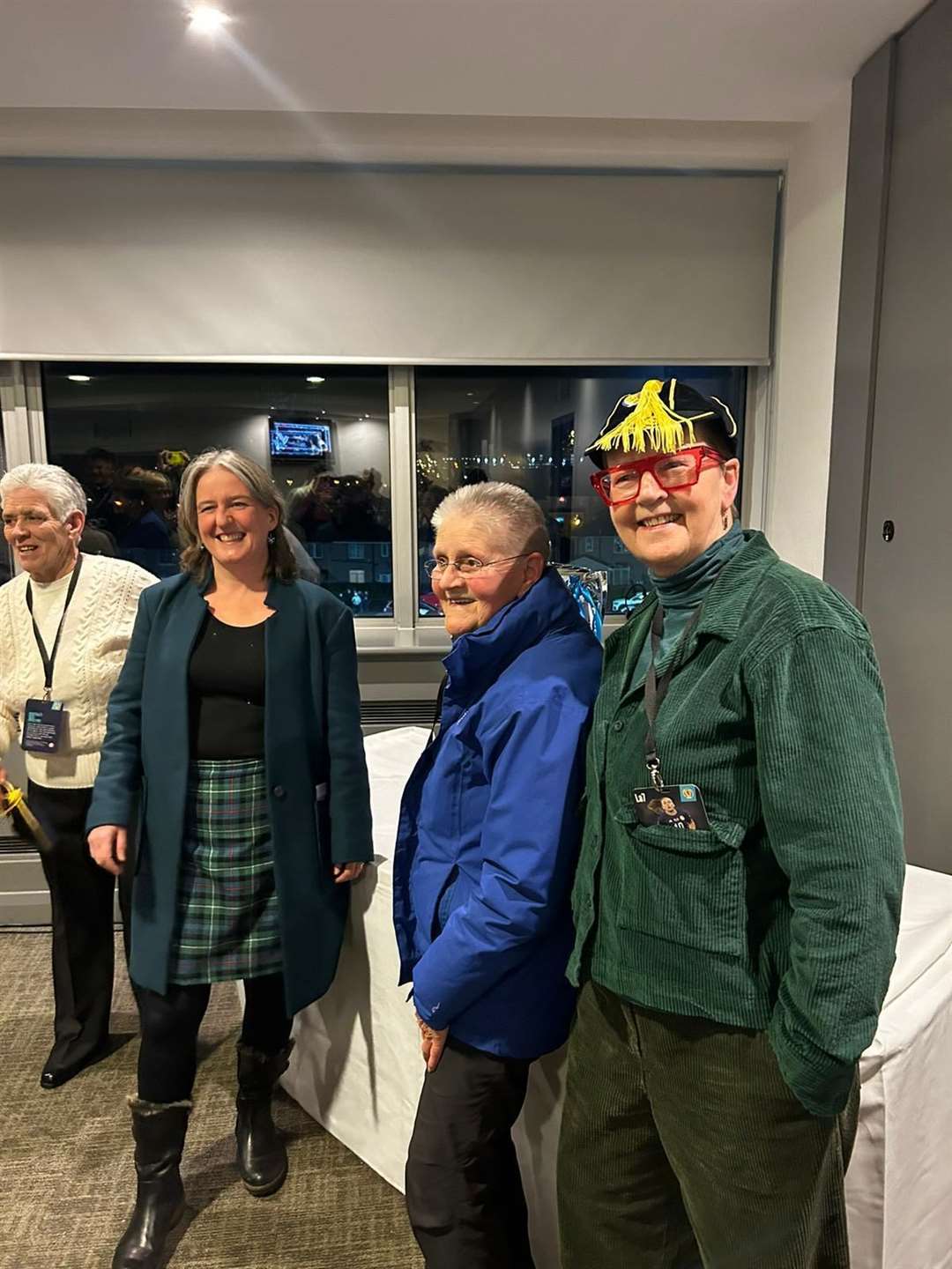 Therese with Scotland international Margaret McAulay (blue top), and Caithness, Sutherland and Ross MSP Maree Todd