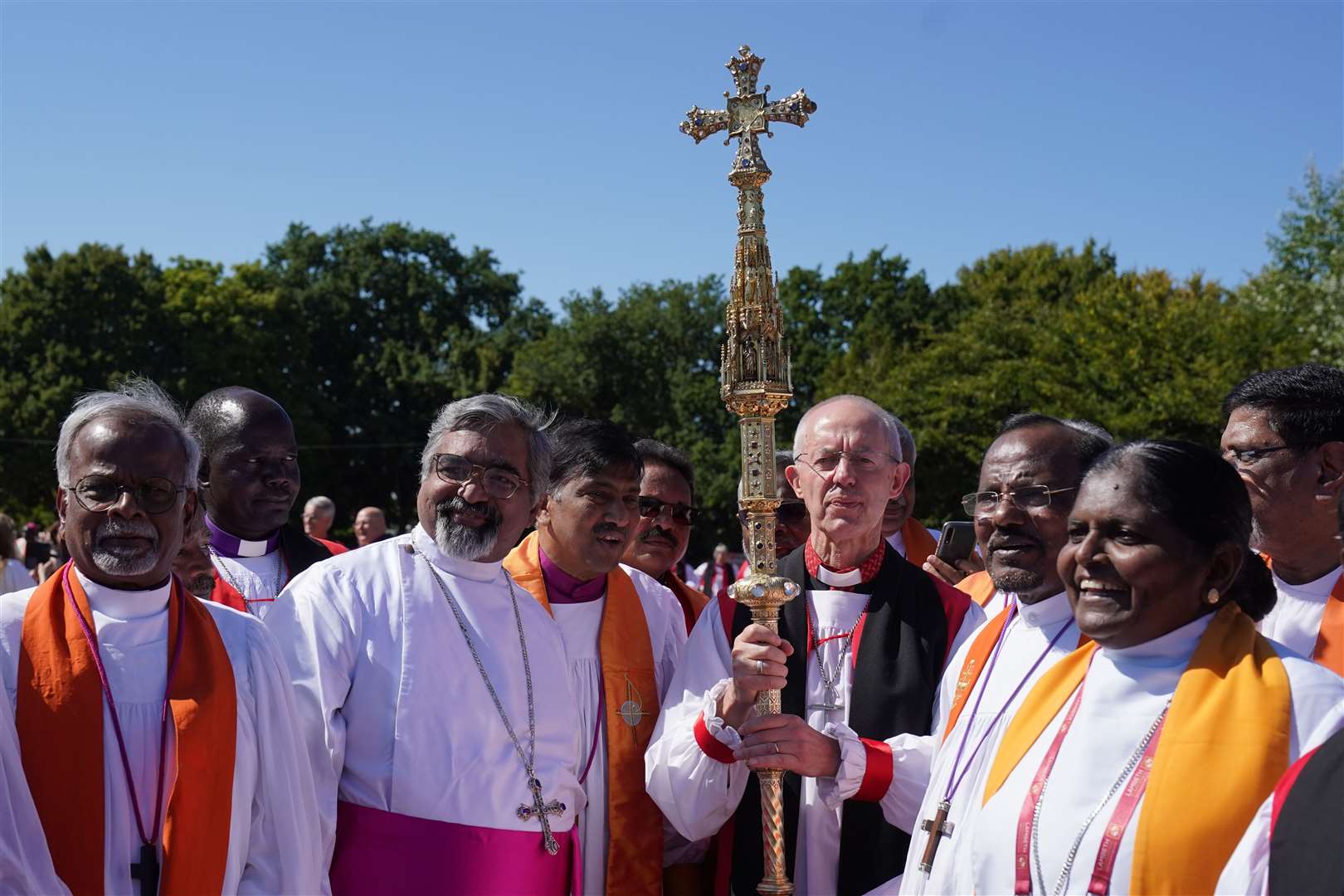 Archbishop of Canterbury Justin Welby (centre right) with bishops from around the world gather at Lambeth Conference (Gareth Fuller/PA)