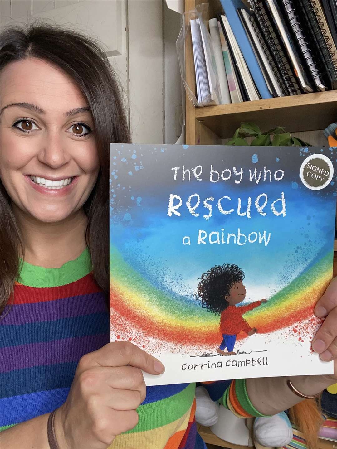 Corrina Campbell with her new book ‘The Boy who Rescued aRainbow’.