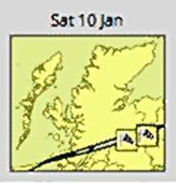 A yellow warning for winds gusting up to 90mph is also in force for Saturday.