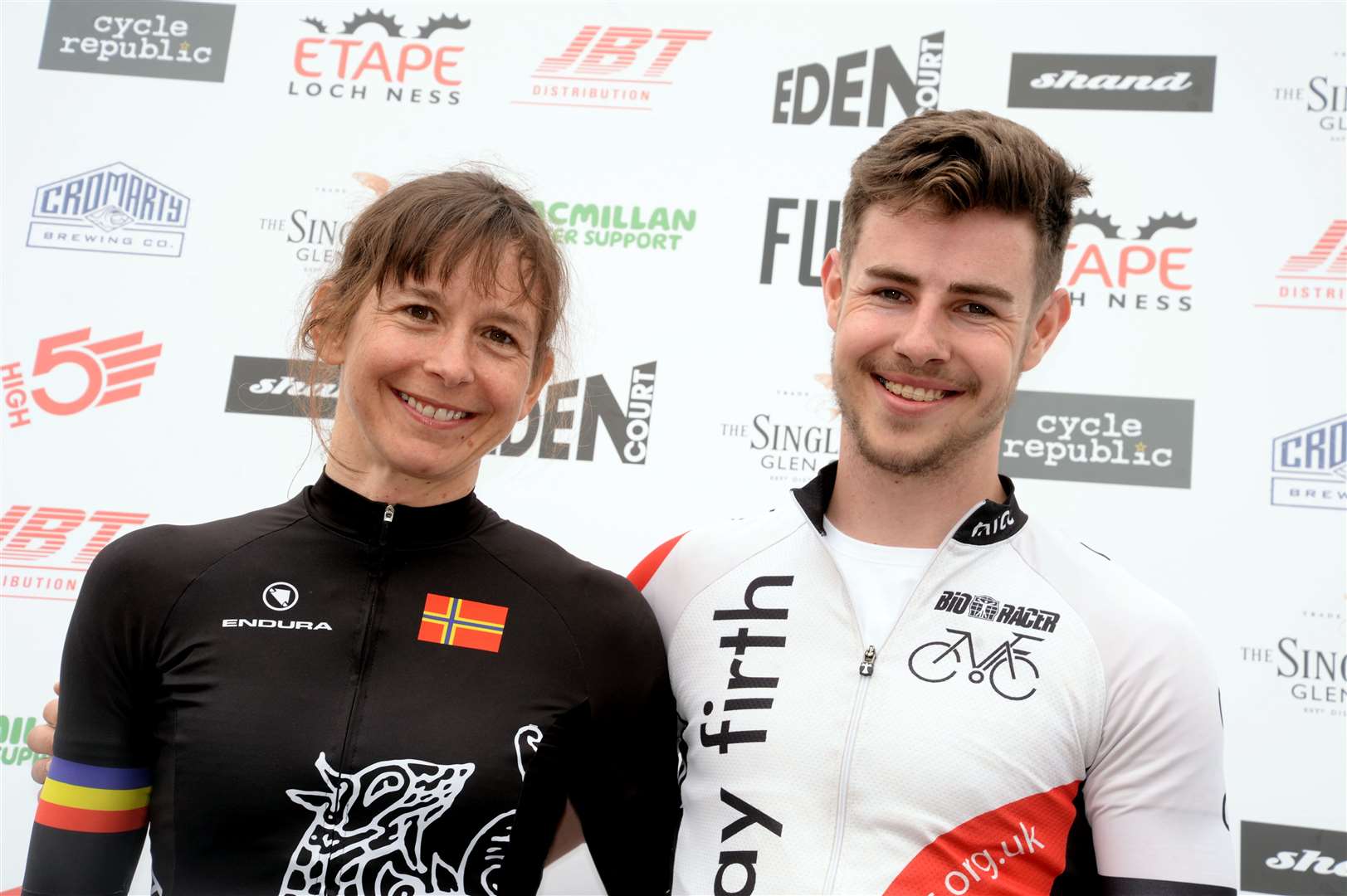 Etape Loch Ness winners Alison Leitch and Lewis Macfarlane. Picture: Gair Fraser