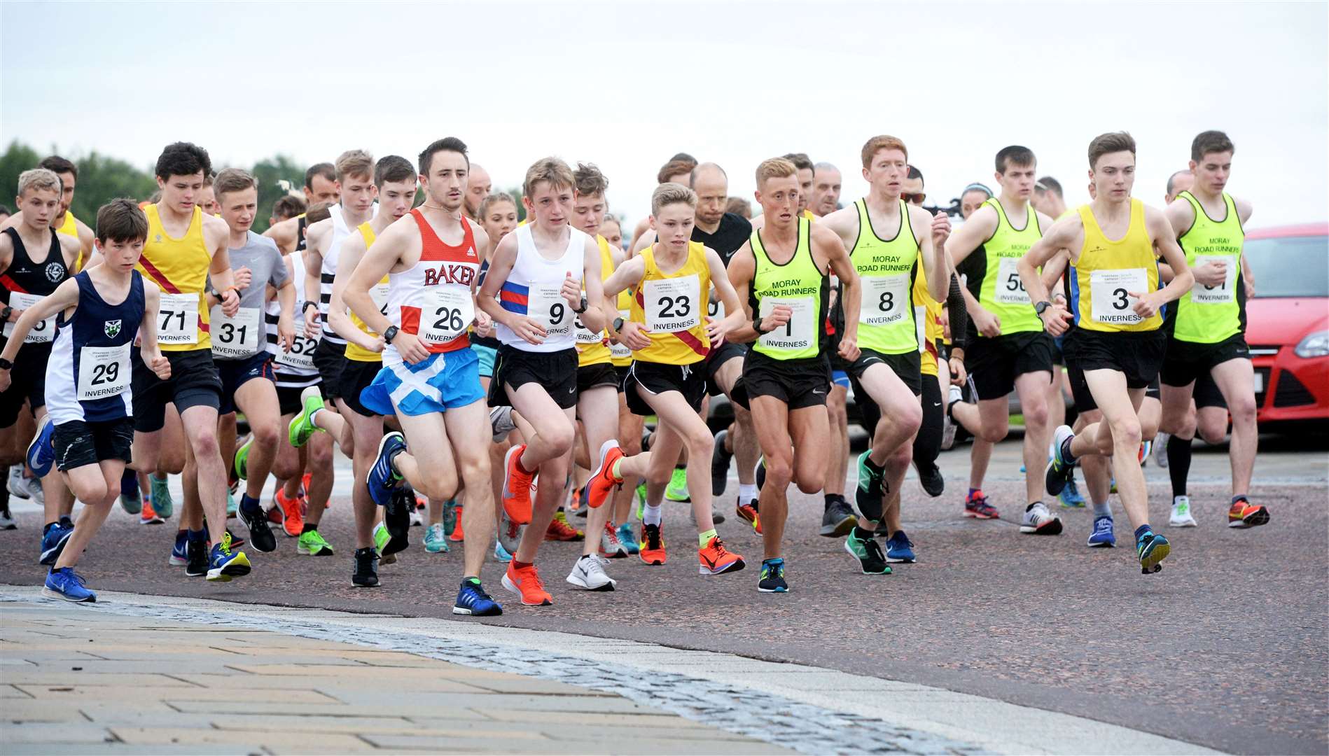 The start of the 5K 'A' race....Inverness Campus Road Race.Picture: Gair Fraser. Image No. 044415..