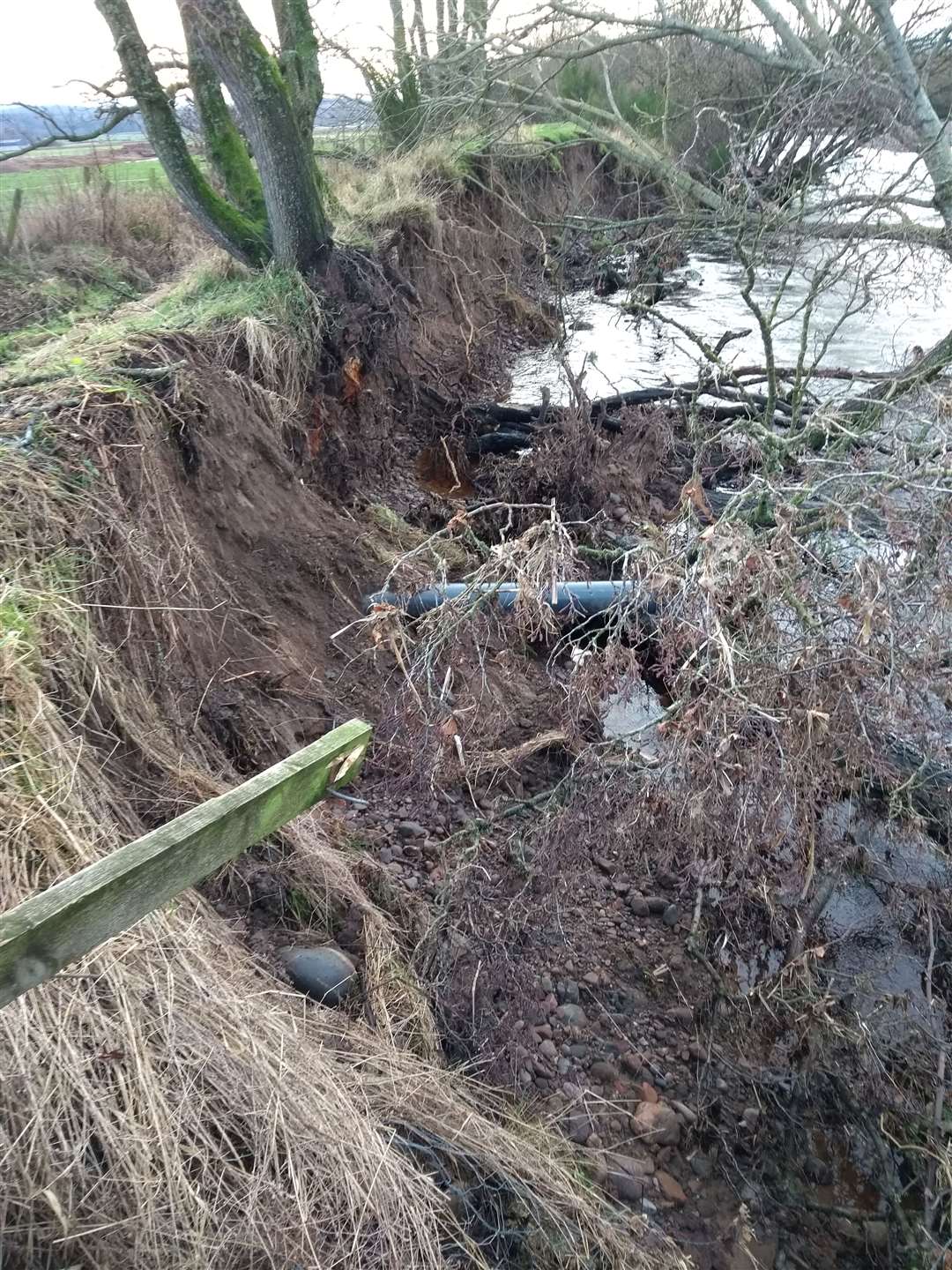 Part of the embankment has collapsed.