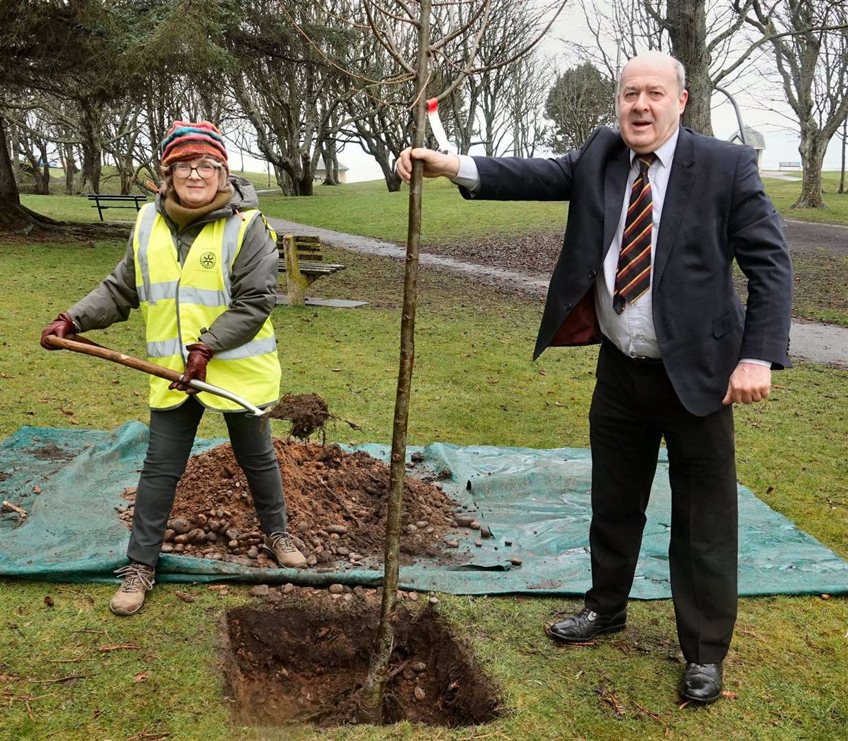 Alison Hall and Laurie Fraser during the planting ceremony.