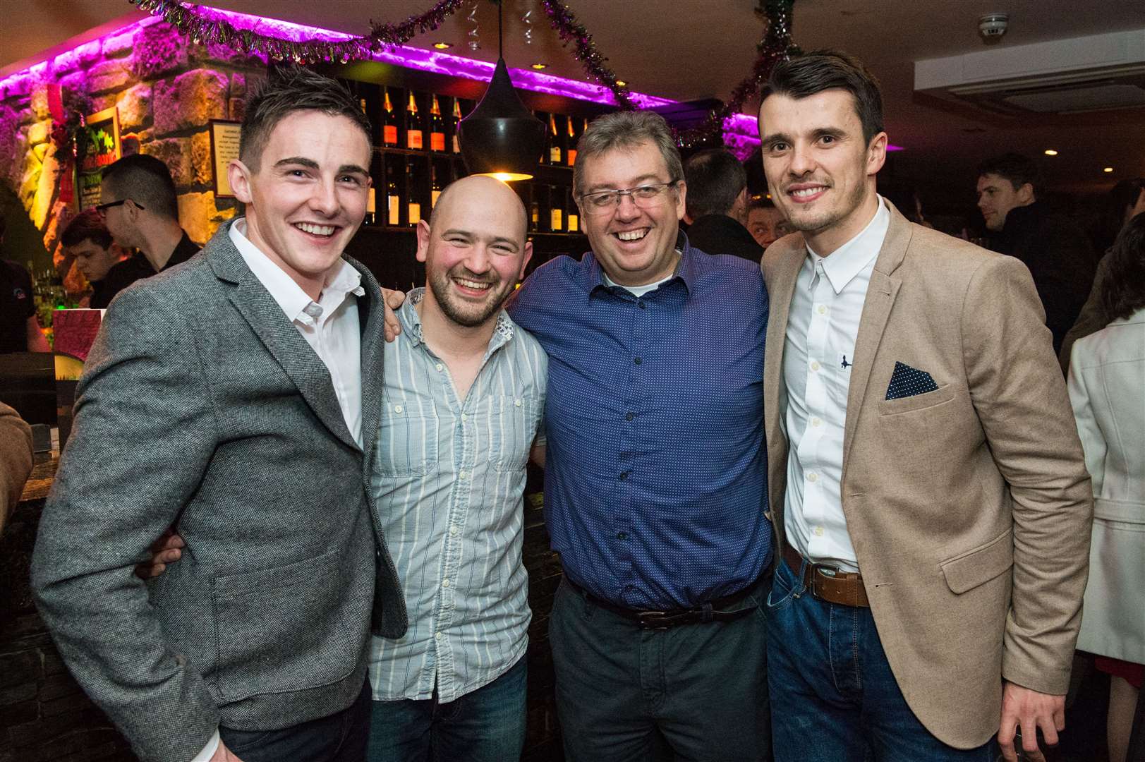 In the Den on Christmas night out are CRC Evens Offshore boys (l,r) Sean Macleod, Gordon Daly, Scott Black and Steven Mackay.