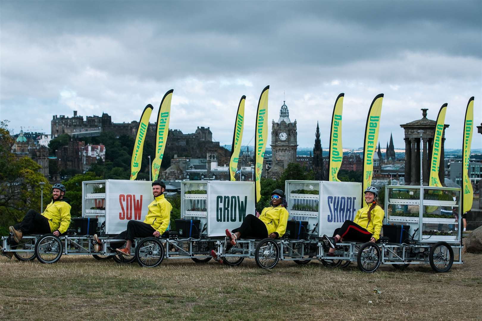 The cargo bikes carrying the growing Cubes of Perpetual Light will visit towns and cities across Scotland. Picture: Andrew Cawley.