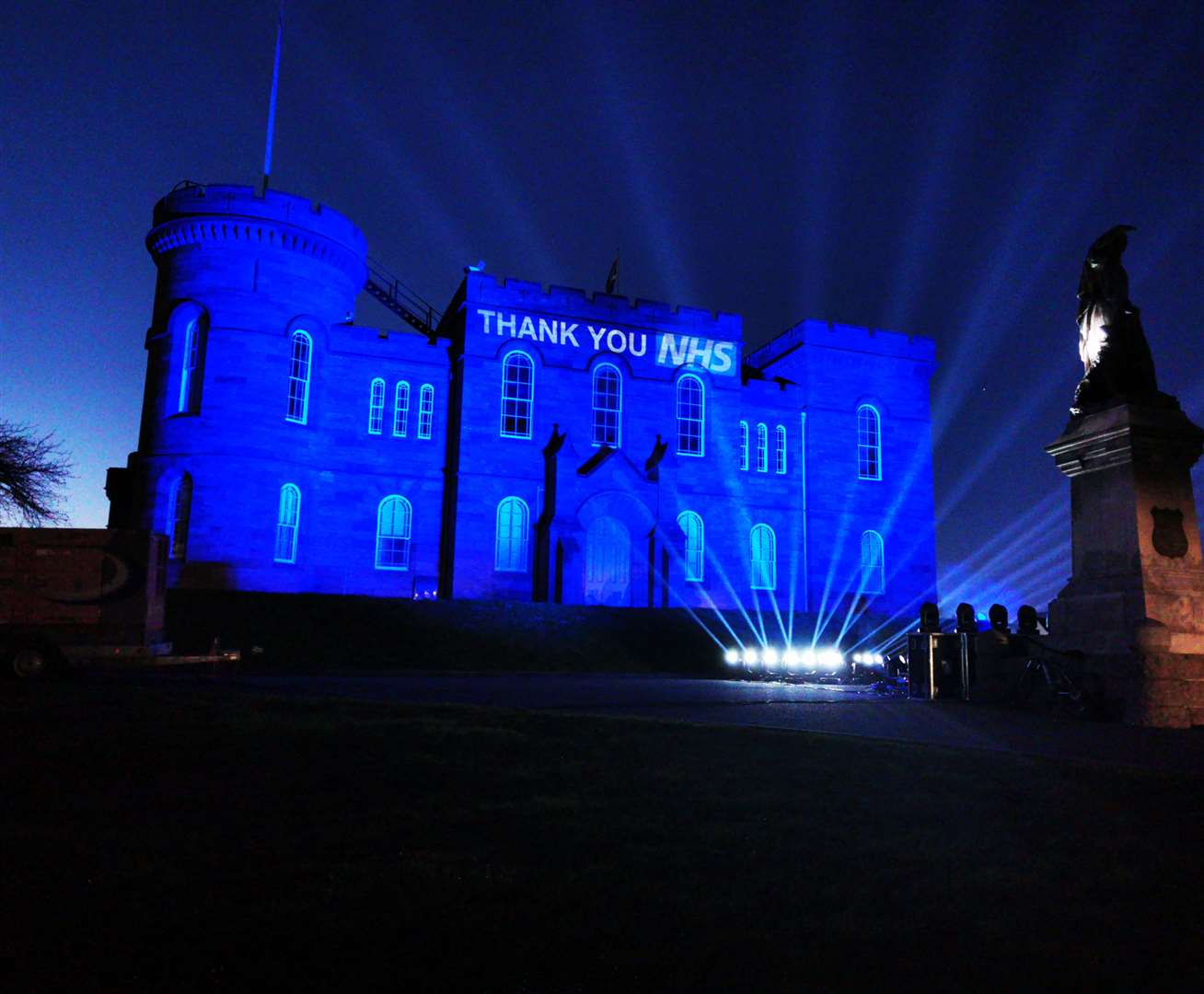 Inverness Castle was lit up to thank NHS staff. Photo: Craig Duncan of Limelight Event Services