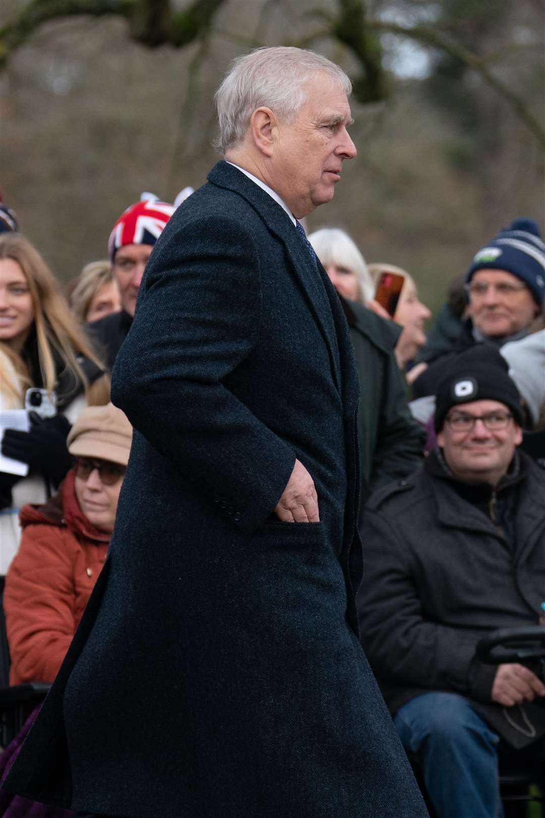 The Duke of York after attending the Christmas Day morning church service in 2023 (Joe Giddens/PA)