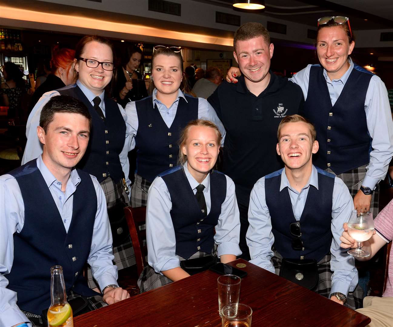 Members of the 2626 Highland Squadron Pipe Band celebrate 4th at Forres Championships. Picture: Gary Anthony.