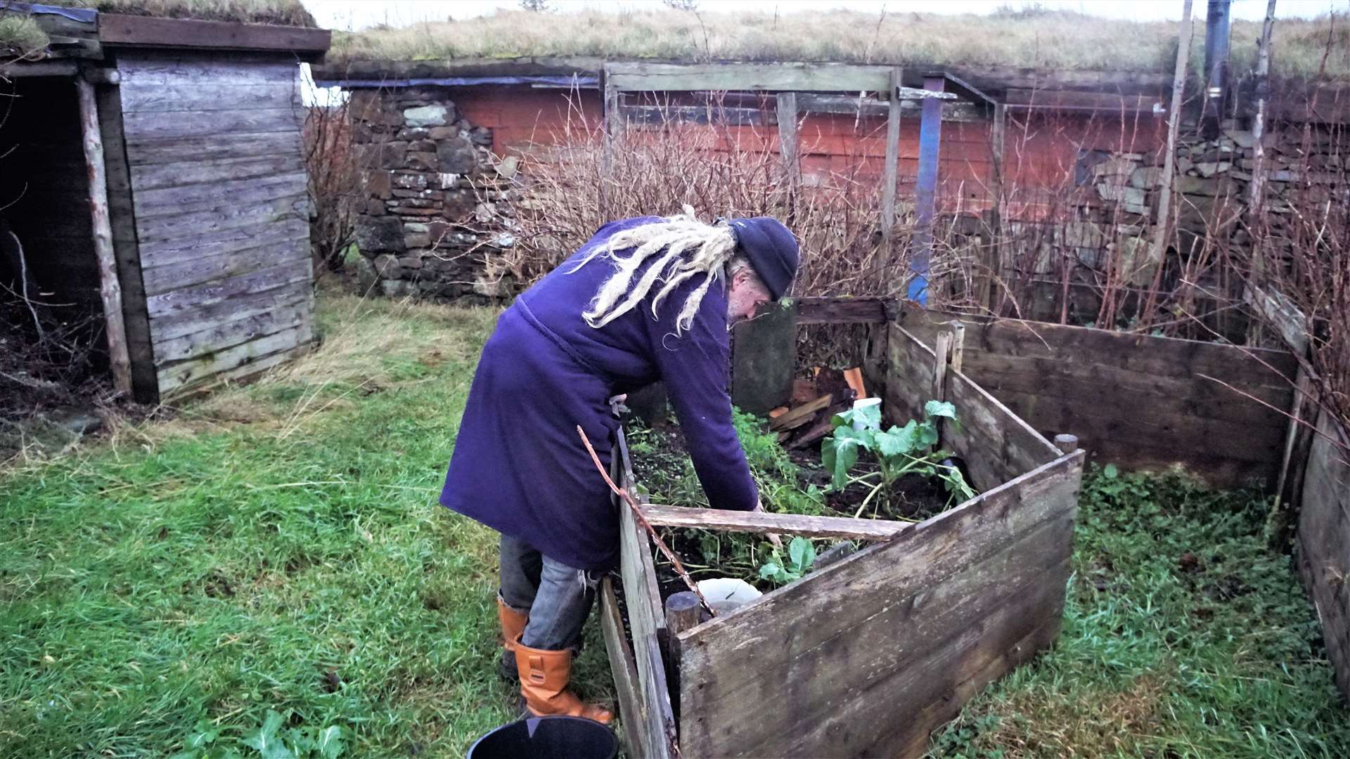 Marcus tends to a vegetable patch outside his home. Picture: DGS