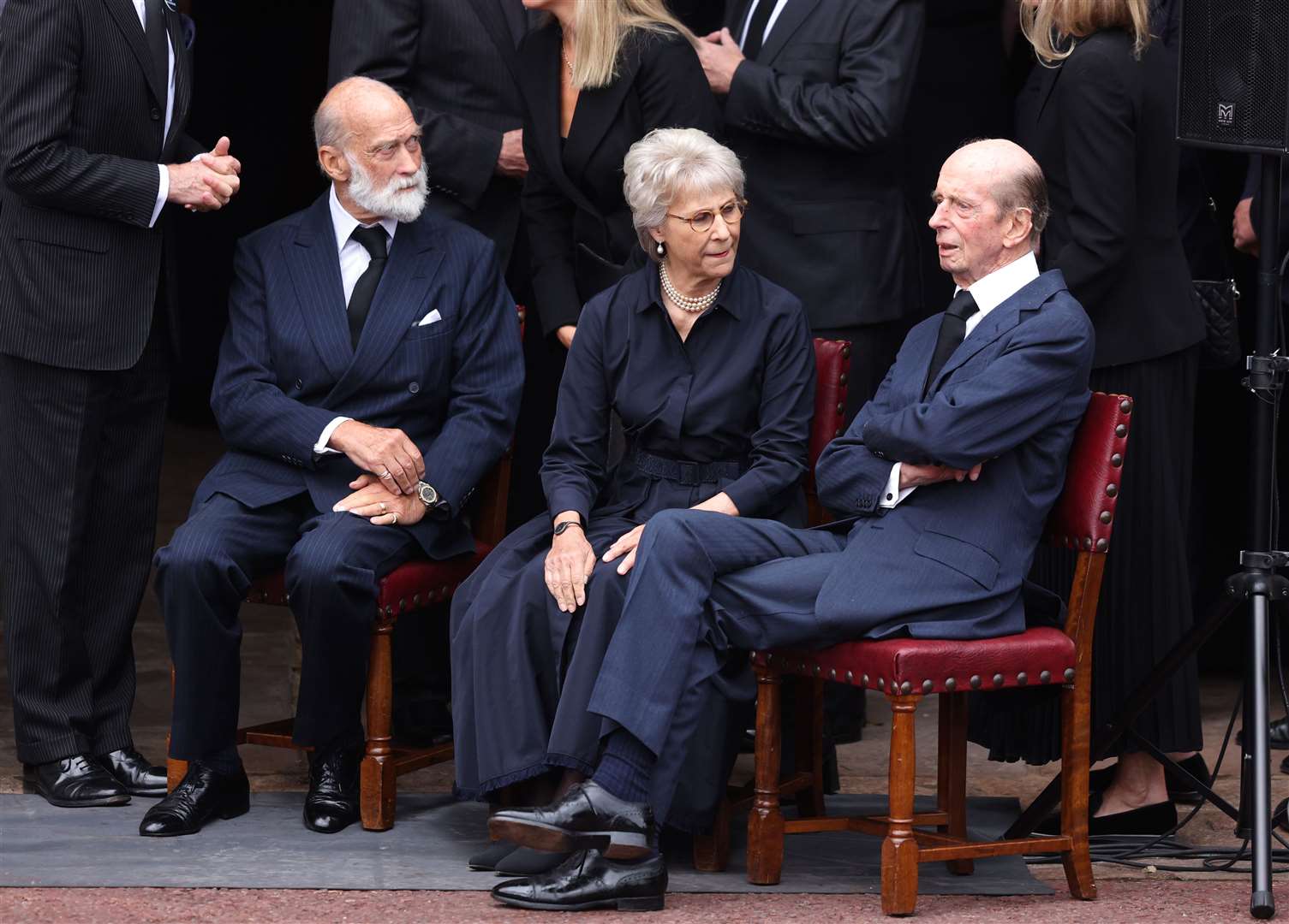 Prince Michael of Kent, the Duchess of Gloucester and the Duke of Kent sit together as King Charles III is proclaimed King (Richard Heathcote/PA)