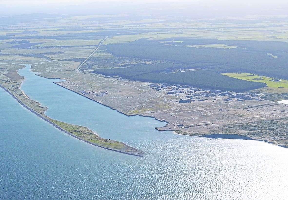 An aerial view of the Port of Ardersier.