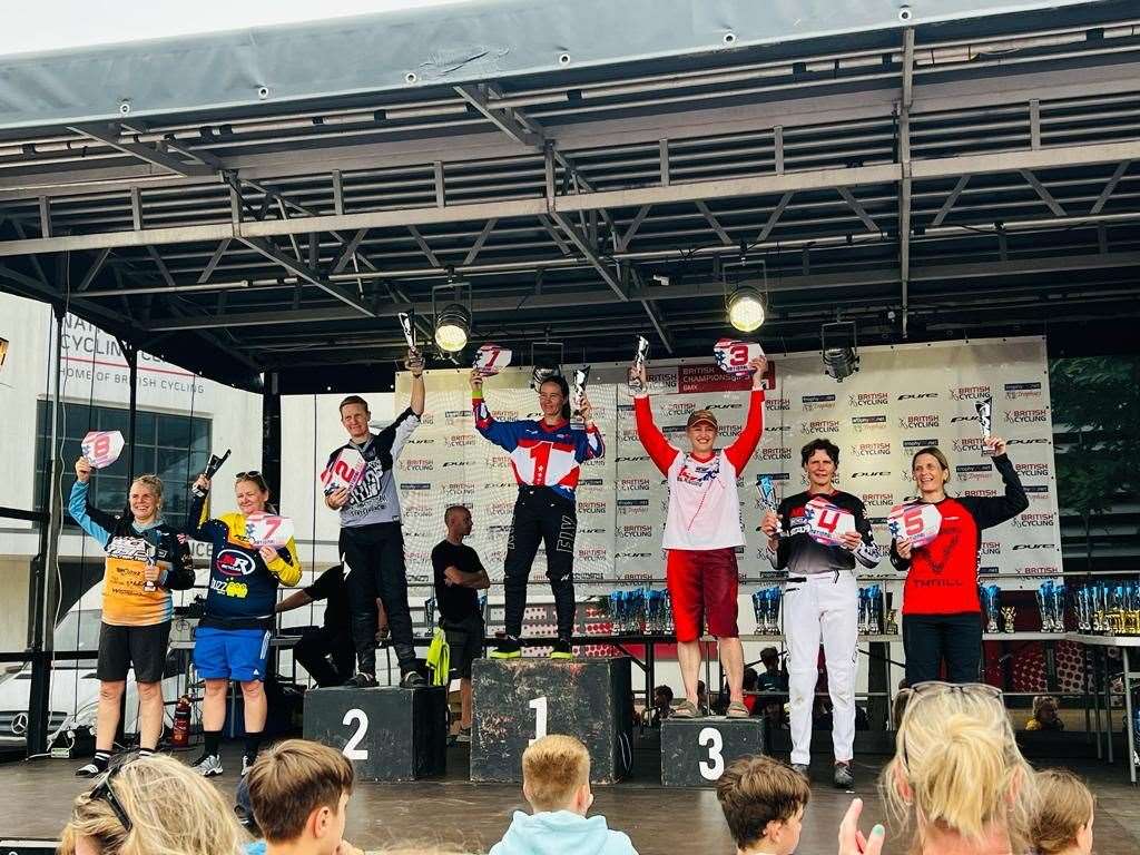 Sarah-Jane Nichols (third from the right) has qualified for the UCI BMX Racing World Championships in North Carolina next May (Sarah-Jane Nichols/PA)