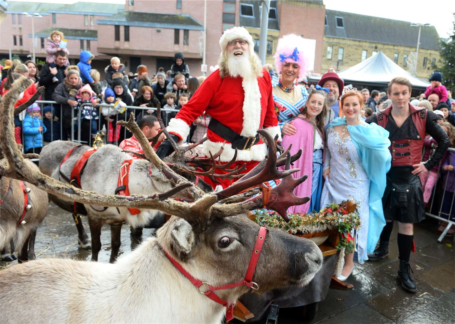 Christmas gets under way at Falcon Square as Santa and his reindeer are joined by the cast of Beauty and Beast. Picture: Gary Anthony.