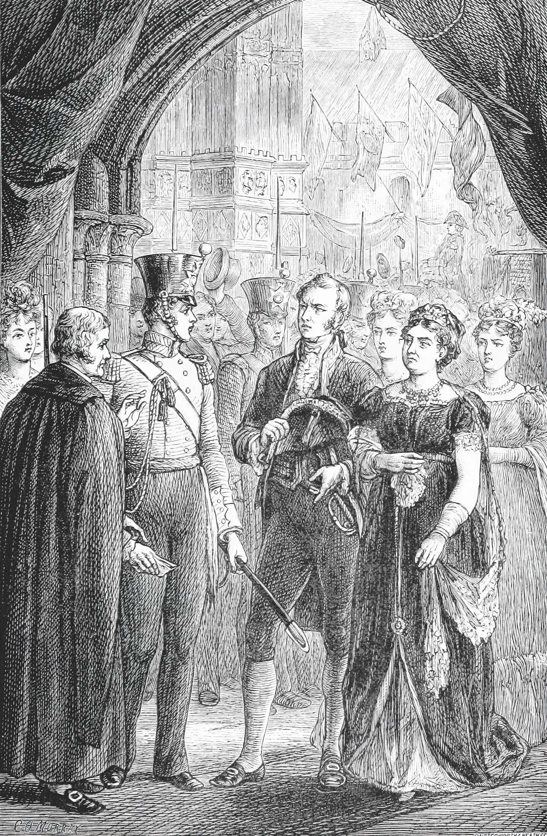 Queen Caroline demanding entry to the Abbey at the coronation of George IV (Encyclopedia/Alamy Stock Photo/PA)