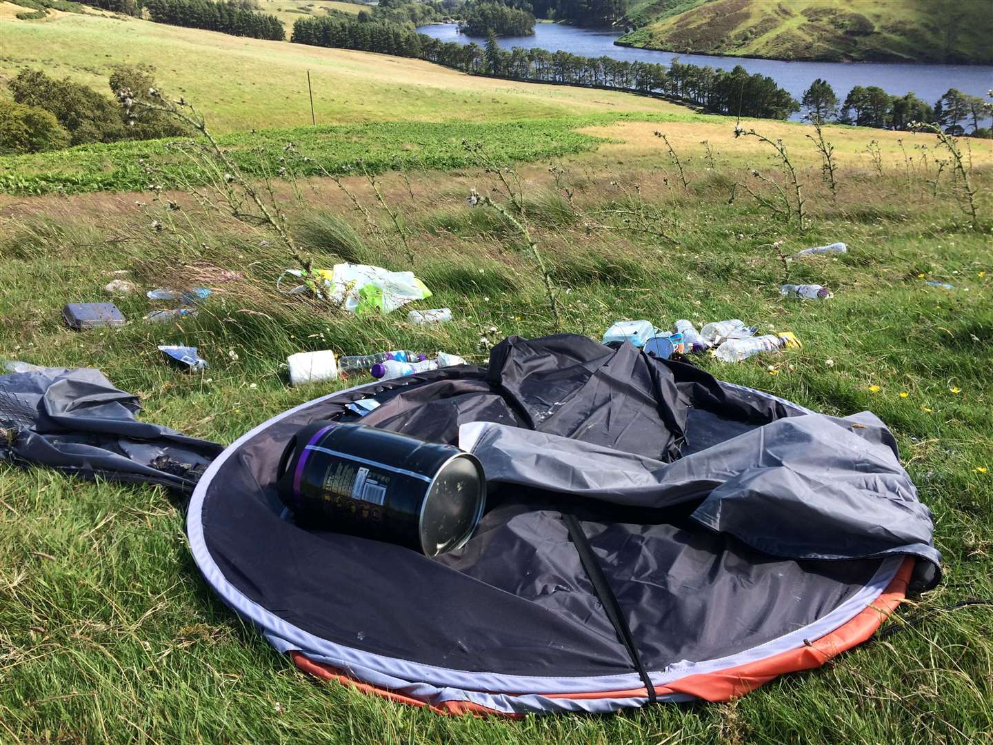 Rubbish left behind by irresponsible wild campers.