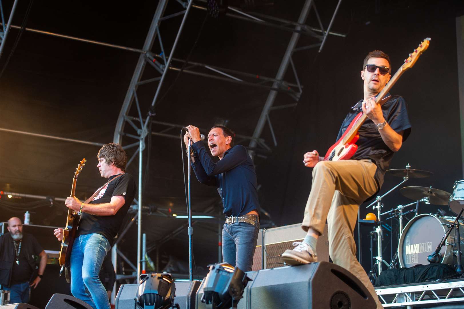 From left – Shed Seven's guitarist Paul Banks, singer Rick Witter and bassist Tom Gladwin. Picture: Callum Mackay=
