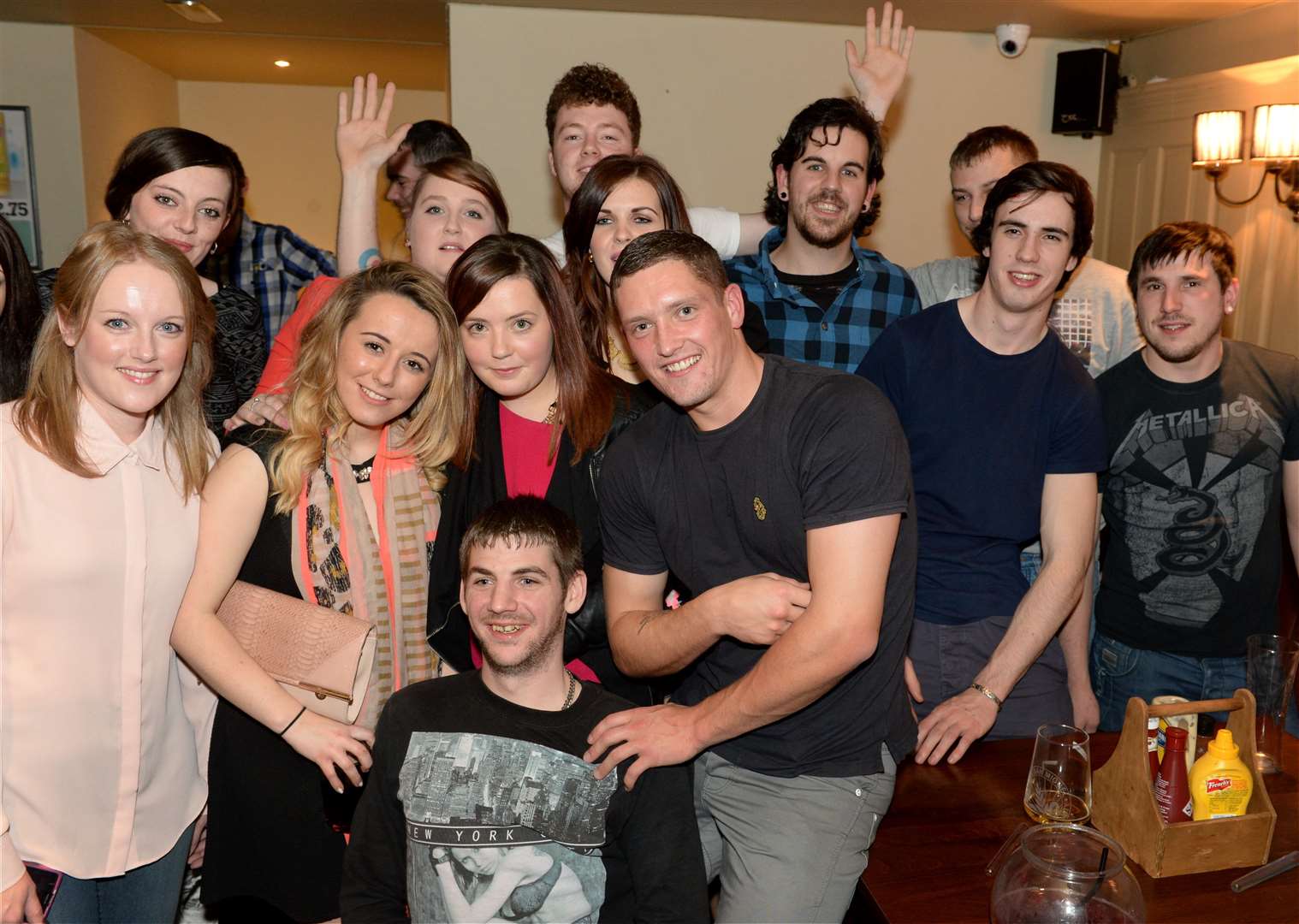 Darren MacGregor (centre) parties with friends on his 23rd birthday. Picture: Gary Anthony.