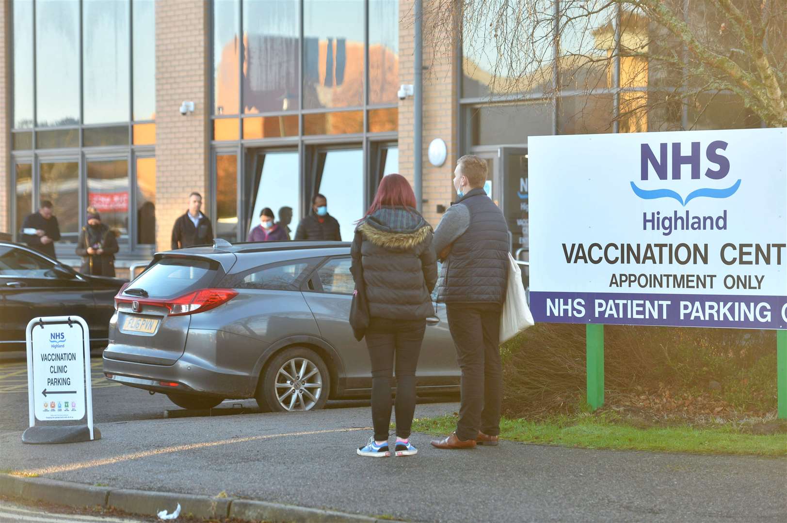 Vaccination booster queues, Inverness Vaccination Centre, Business Park..