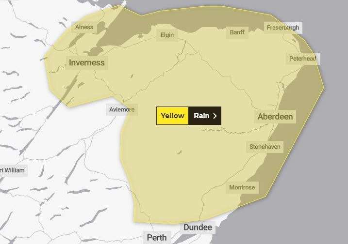 The area covered by Saturday morning's weather warning. Picture: Met Office.
