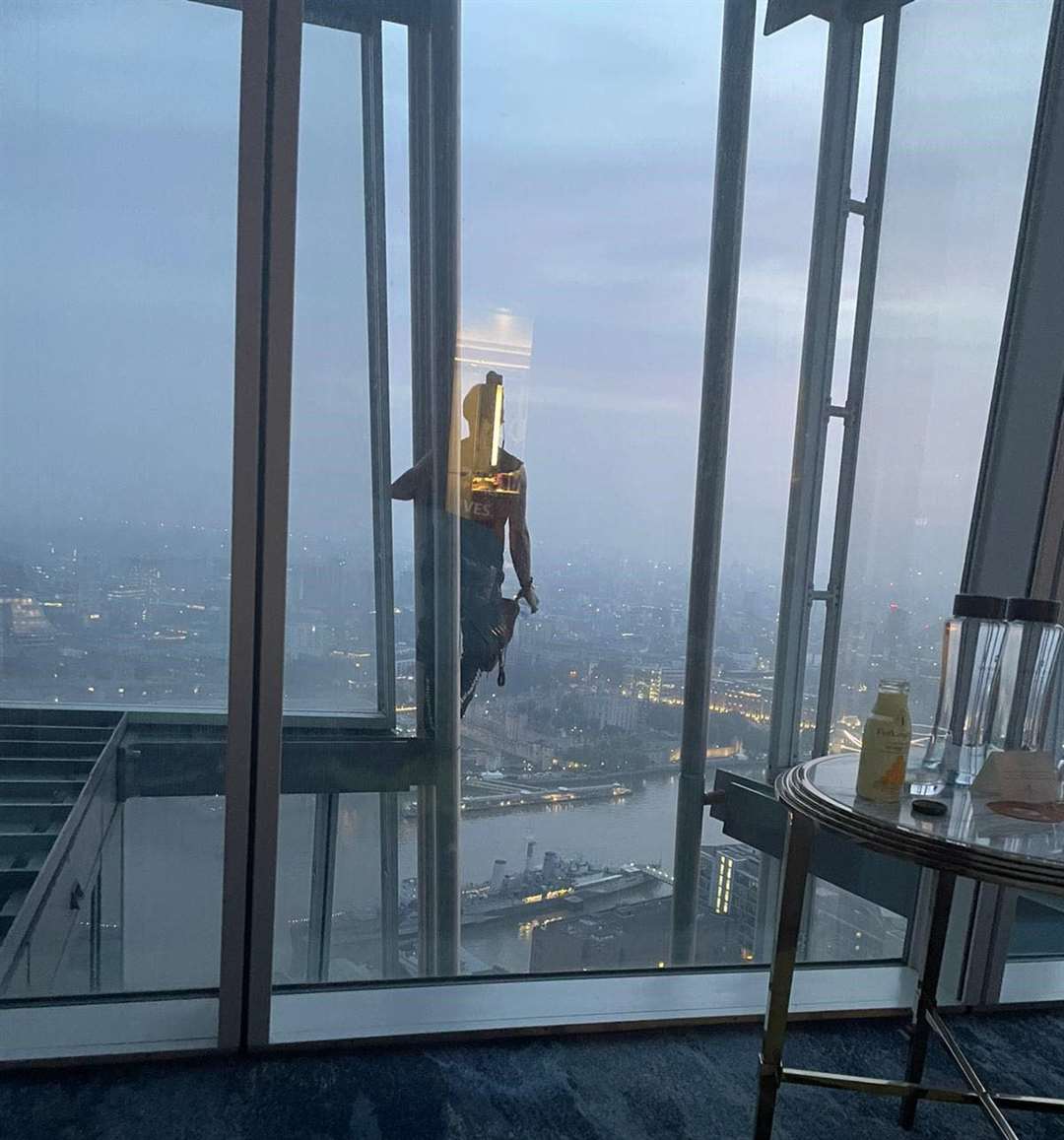 Paul Curphey was staying on the 40th floor of The Shard when someone stopped to wave (Paul Curphey/PA)
