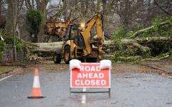 A fallen tree blocked Culloden Road on Friday morning following the first storm.