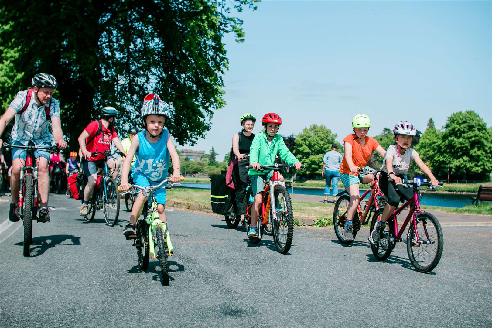 Kidical Mass offers a marshalled safe space for children to ride on the streets of Inverness. Picture: Katie Noble