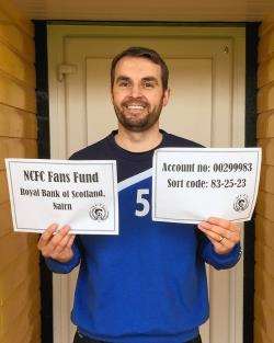 Nairn County defender Martin MacDonald gets the ball rolling on the fans' fund.